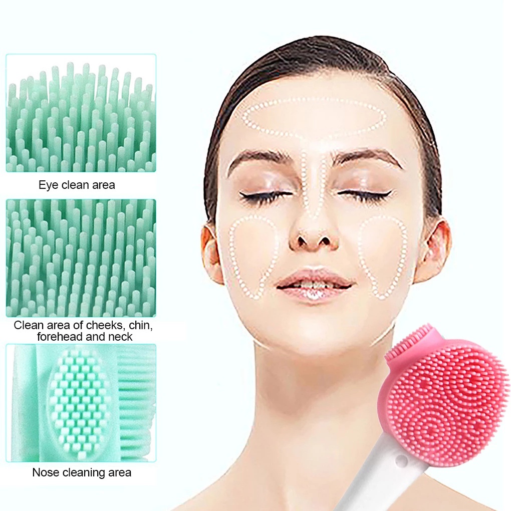 1 Cọ Rửa Mặt Silicone Hai Mặt Làm Sạch Lỗ Chân Lông Tẩy Tế Bào Chết Nhẹ Nhàng Loại Bỏ Mụn Đầu Đen / Mụn Đầu Đen