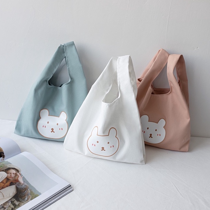 Túi xách ENVIROSAX bằng vải canvas in hình gấu dễ thương dùng đựng hộp cơm trưa