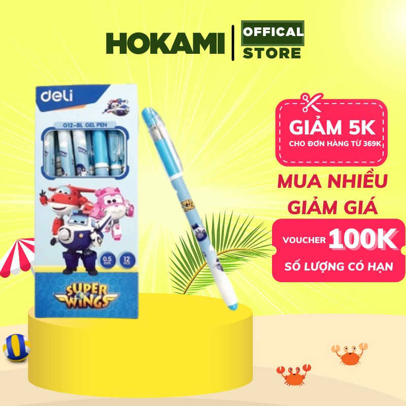 Bút gel đen / xanh DELI ngòi 0,5mm - Bút gel cao cấp - văn phòng phẩm - HOKAMI STORE