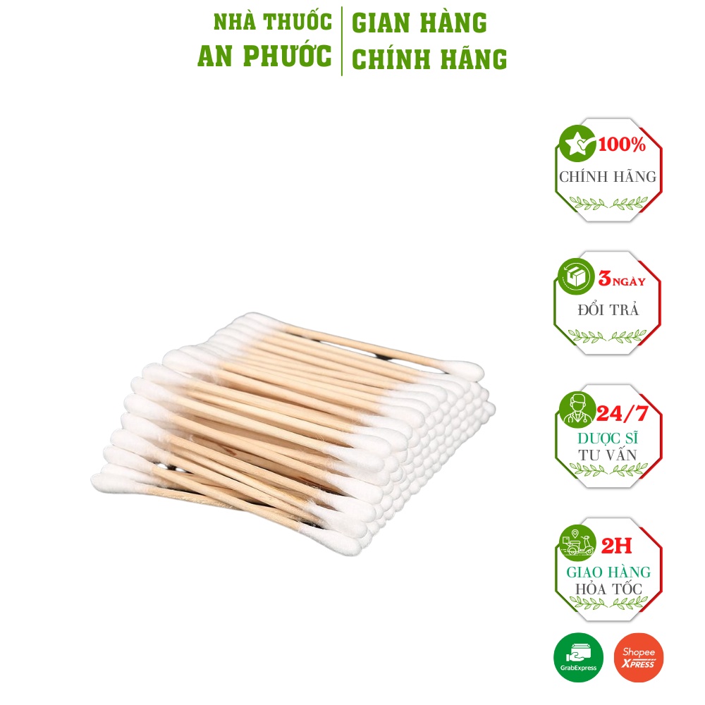 Bông Ráy Tay Que Gổ Cao Cấp ⚡ XẢ KHO GIÁ SÔC⚡ Thân Thiện Với Môi Trường Loại 100 Que