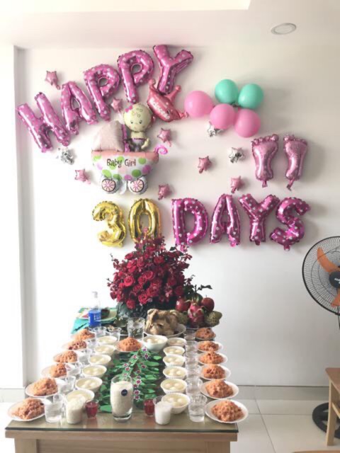 Set Bóng Trang Trí Đầy Tháng Cho Bé Yêu, Sinh Nhật, Thôi Nôi