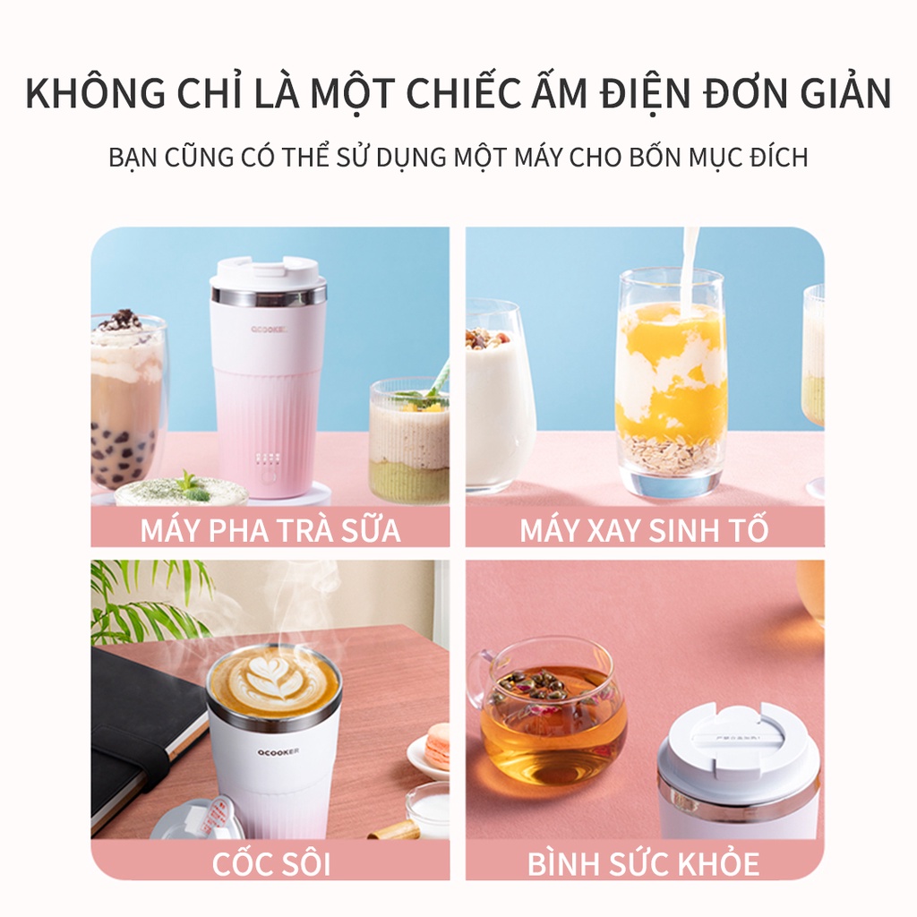 300ML Cốc Nước Nóng điện Cầm Tay Cốc Sôi Hoàn Toàn Tự động Mini Giữ Sức Khỏe Tốt Đi Du Lịch Cốc Trà Sữa Hâm Nóng