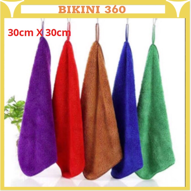 Khăn lau treo tường lau đa năng lau tay lau bàn bếp lau gương kính nail có móc treo tiện dụng KT 30X30 cm