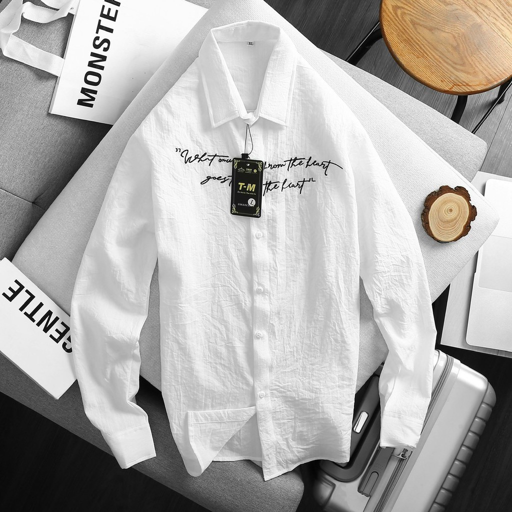 ÁO SƠ MI NAM PHỐI HỌA TIẾT THÊU PHONG CÁCH THỜI TRANG THỜI THƯỢNG | BigBuy360 - bigbuy360.vn