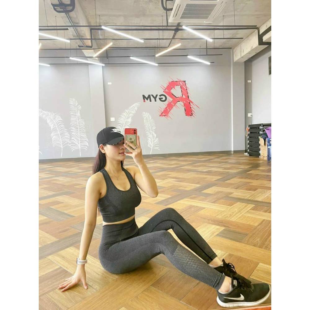 Set Bộ Áo Bra Quần Dài Sugar Chất Dệt Quảng Châu Mới (Đồ Tập Gym-Yoga Nữ)