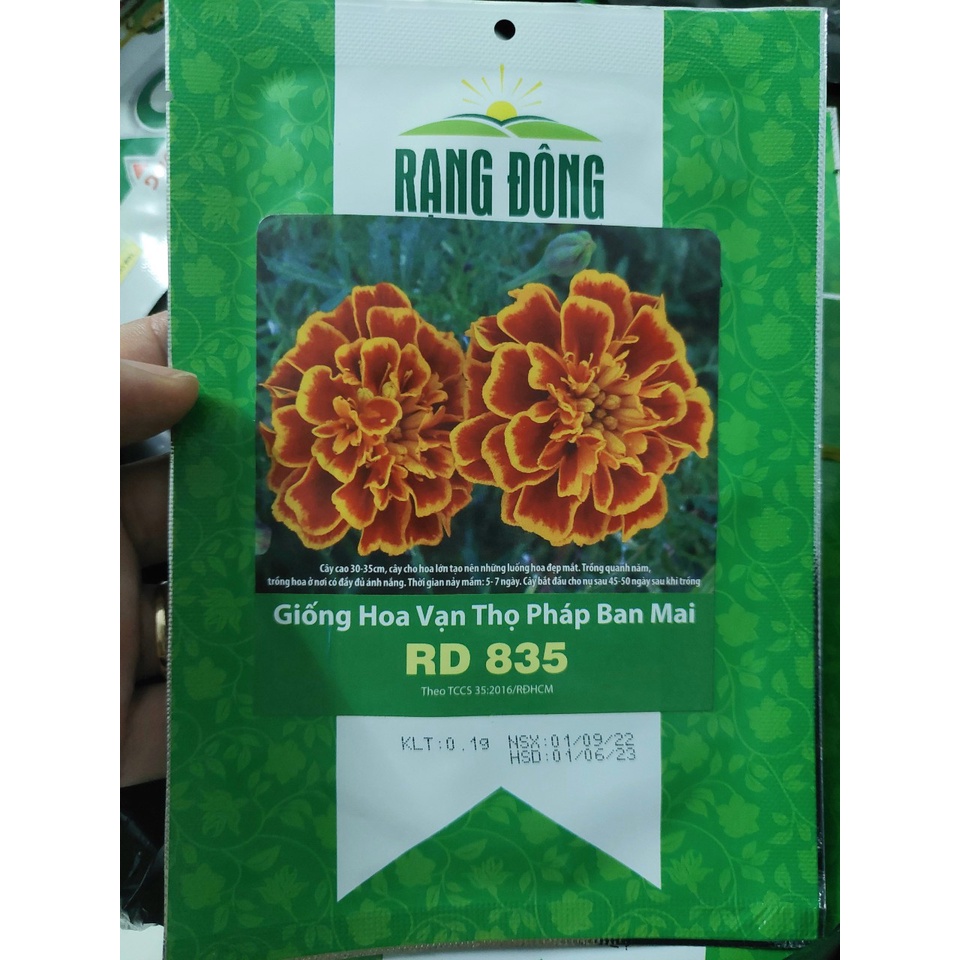 Hạt giống hoa vạn thọ Pháp ban mai RD835, đóng gói 0.1gr