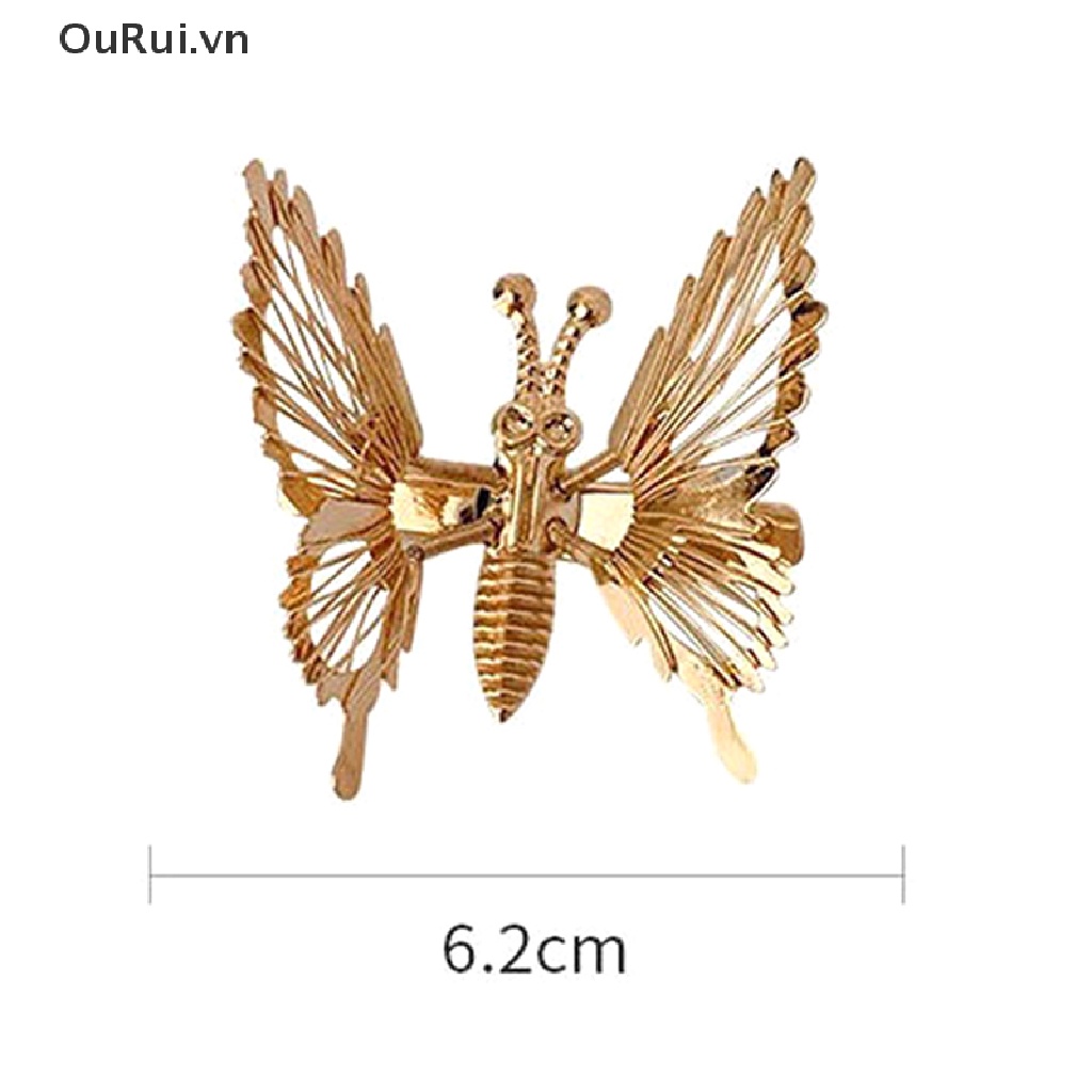 {RUI} Kẹp Tóc Phối Tua Rua Hình Chuồn Chuồn Cánh Bướm Bước Lắc Chân Phong Cách Cổ Điển {OuRui.vn}