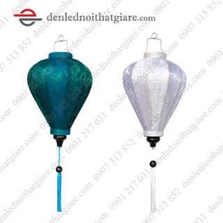 Đèn lồng hội an - màu lông công vải lụa 30cm kiểu củ tỏi 100f30