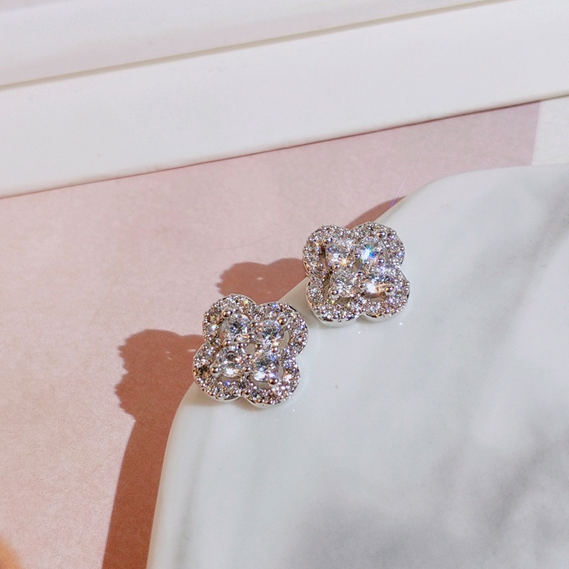 Khuyên tai JIUDUOLAN thiết kế bông hoa đính đá zircon nhân tạo thanh lịch tinh xảo dành cho nữ