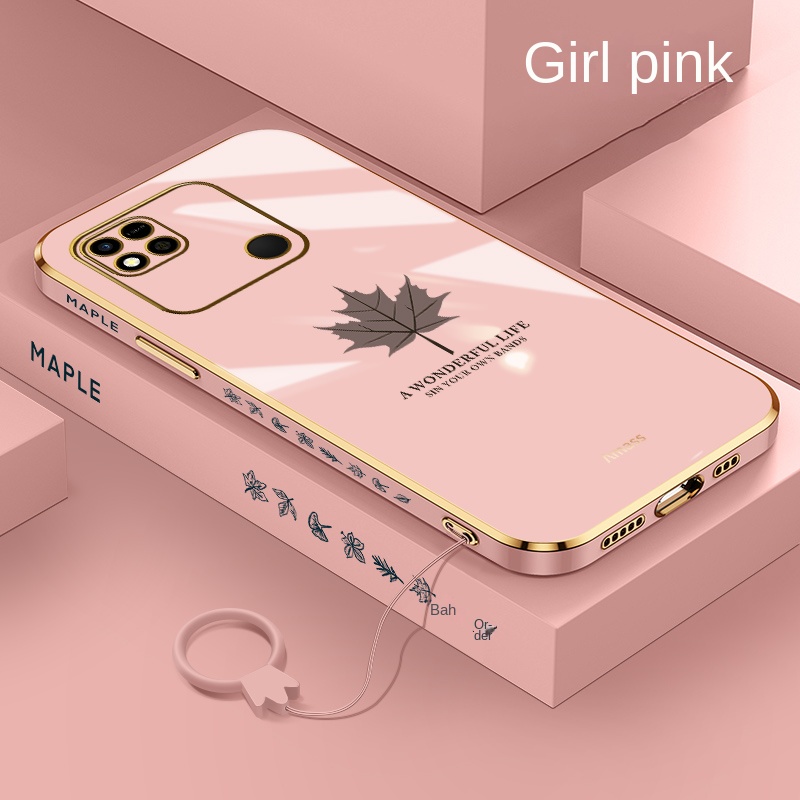 Ốp Điện Thoại TPU Silicon Mềm Họa Tiết Lá Phong Có Dây Đeo Cho Xiaomi Poco C40 Redmi 10C