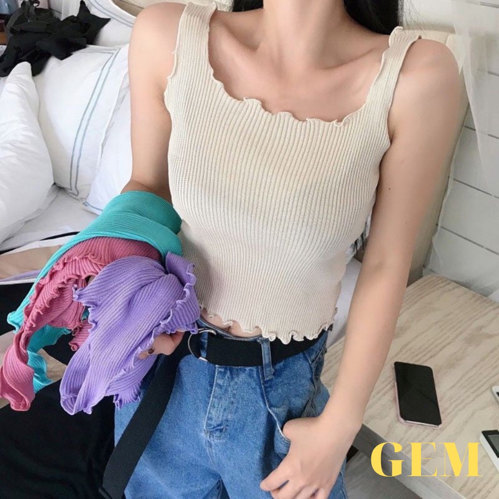 Áo sát nách nữ kiểu cuốn biên sexy , croptop nữ kiểu hàn