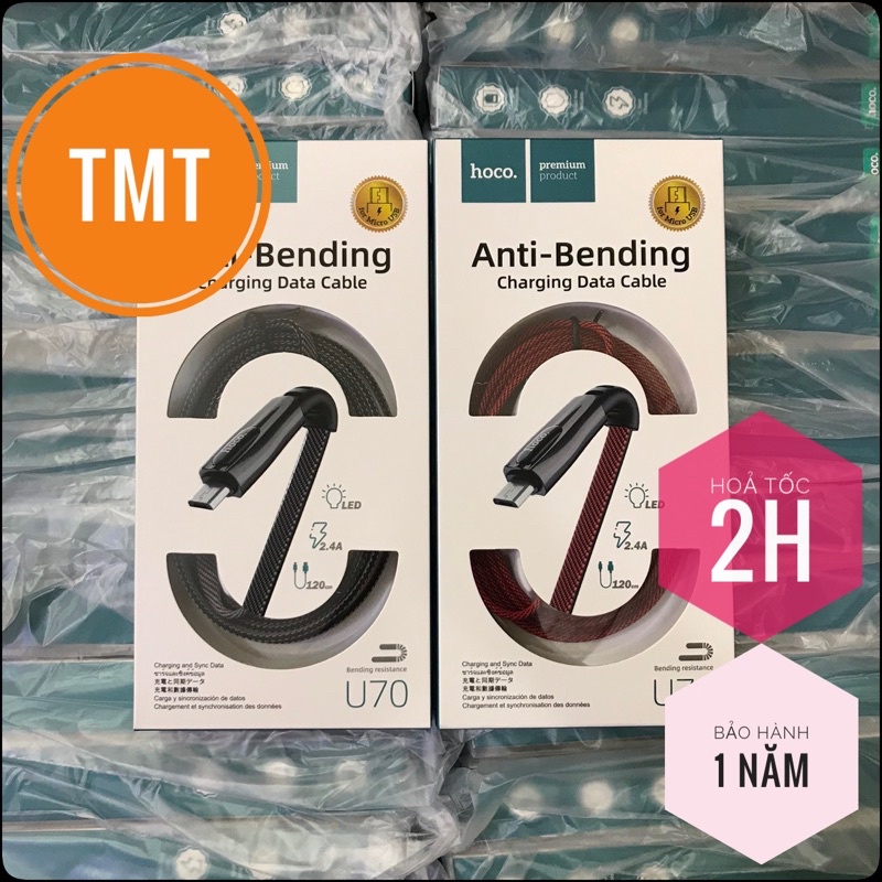 Dây sạc cao cấp Hoco U70 Splendor USB to Micro Đầu nối hợp kim kẽm bện nylon 1,2m - CHÍNH HÃNG - CHÍNH HÃNG