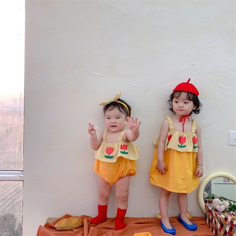 Đầm Hoa Tulip Xinh Xắn Cho Bé Gái