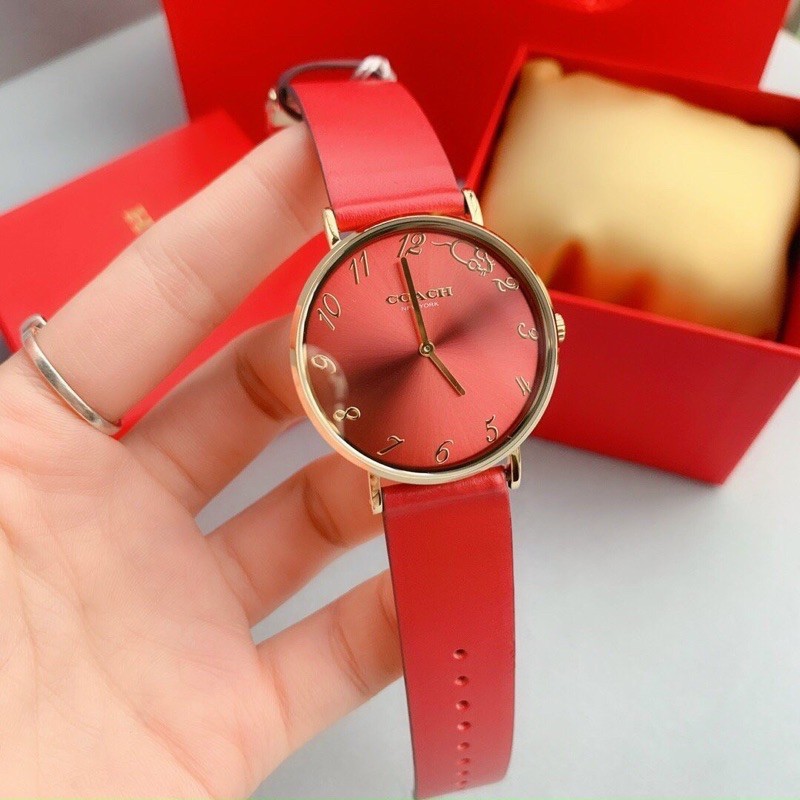 [Sale xả kho] Đồng hồ nữ dây da đỏ Coach