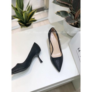 Giày mũi nhọn da rắn vân 6cm Myss - CG157
