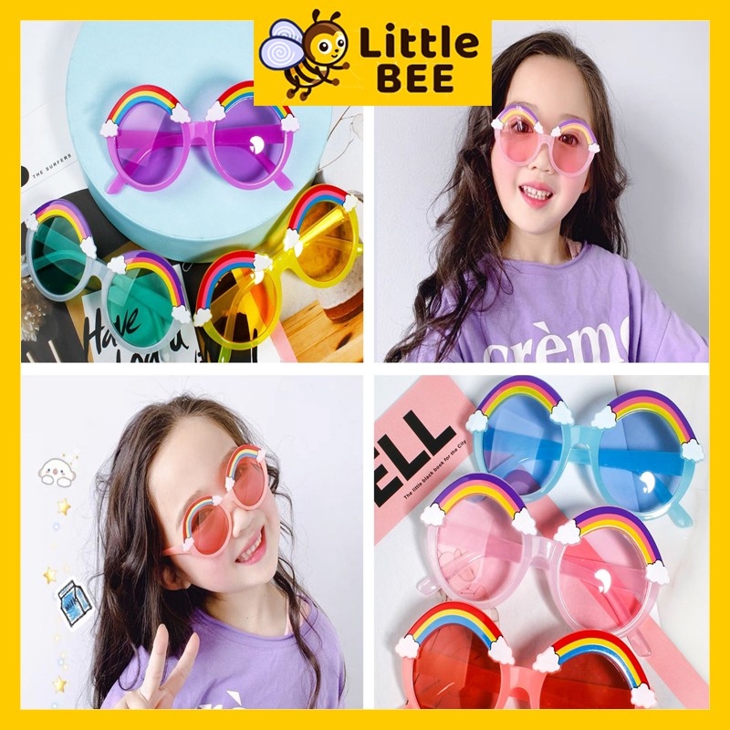Kính trẻ em, kính cho bé cầu vồng chống tia UV, màu sắc thời trang, gọng nhựa an toàn cho bé.