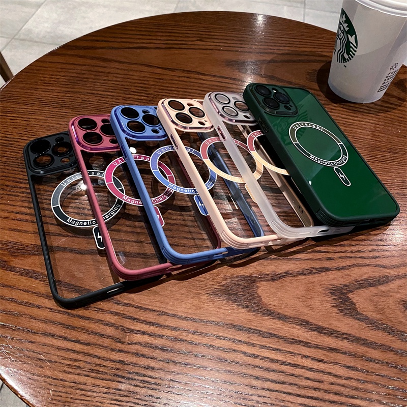 Ốp Điện Thoại Cứng Trong Suốt Từ Tính Có Túi Khí Chống Sốc/Rơi Cho iPhone 12 13 Pro Max ip11