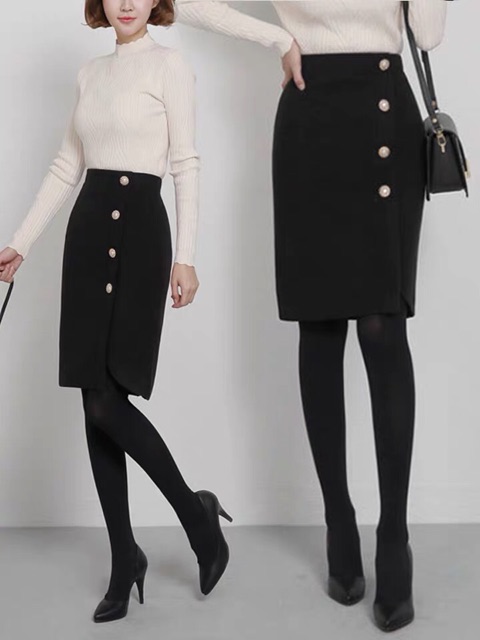 Chân váy bút chì phối cúc sườn trẻ trung | BigBuy360 - bigbuy360.vn