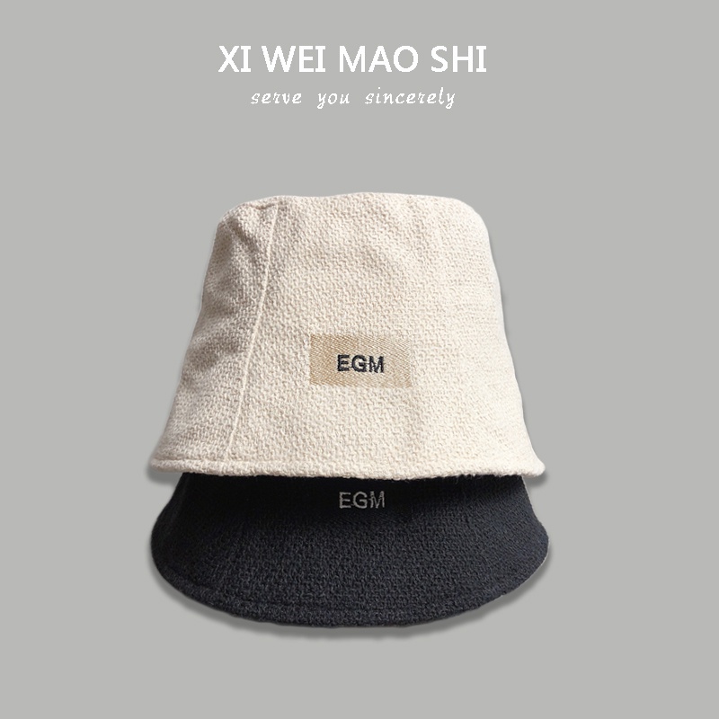 Nón Bucket Thêu Chữ EGM Phong Cách Nhật Bản Thời Trang Xuân Hè Cho Nữ