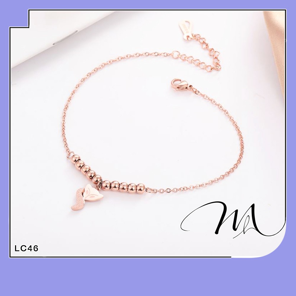 Lắc chân nữ Titan không gỉ hồ ly phun cát phối bi xinh xắn - Măng's House LC46