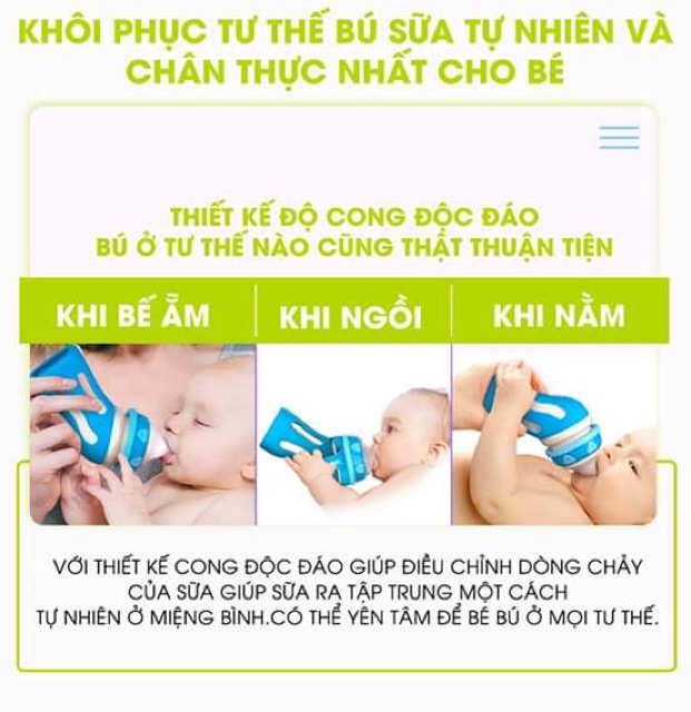 Bình sữa tiny cổ cong cho bé