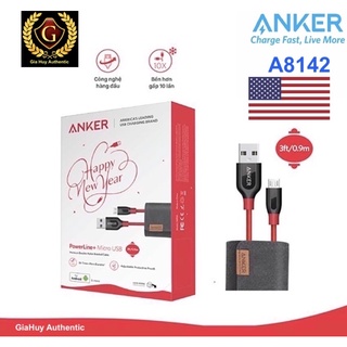 Cáp bện nylon microusb anker a8142 powerline+ qc 3.0 18w - dài 0.9m