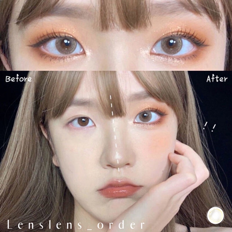 Lens Mắt Kính Áp Tròng Xám Tây Ánh Nhũ Đủ Độ Cận