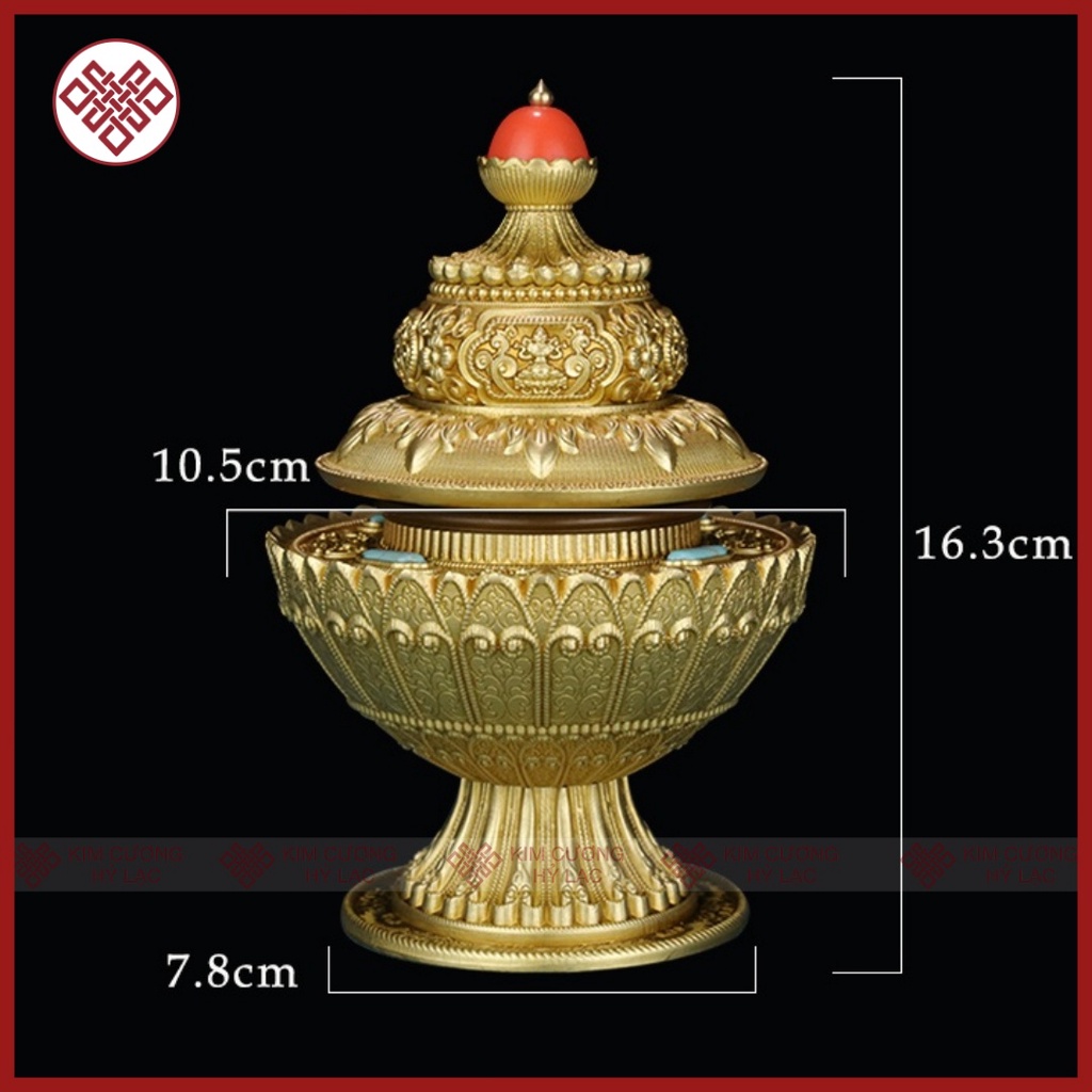 Bảo Bình Đồng Cao Cấp 3 Ngăn Đồng Mạ Vàng