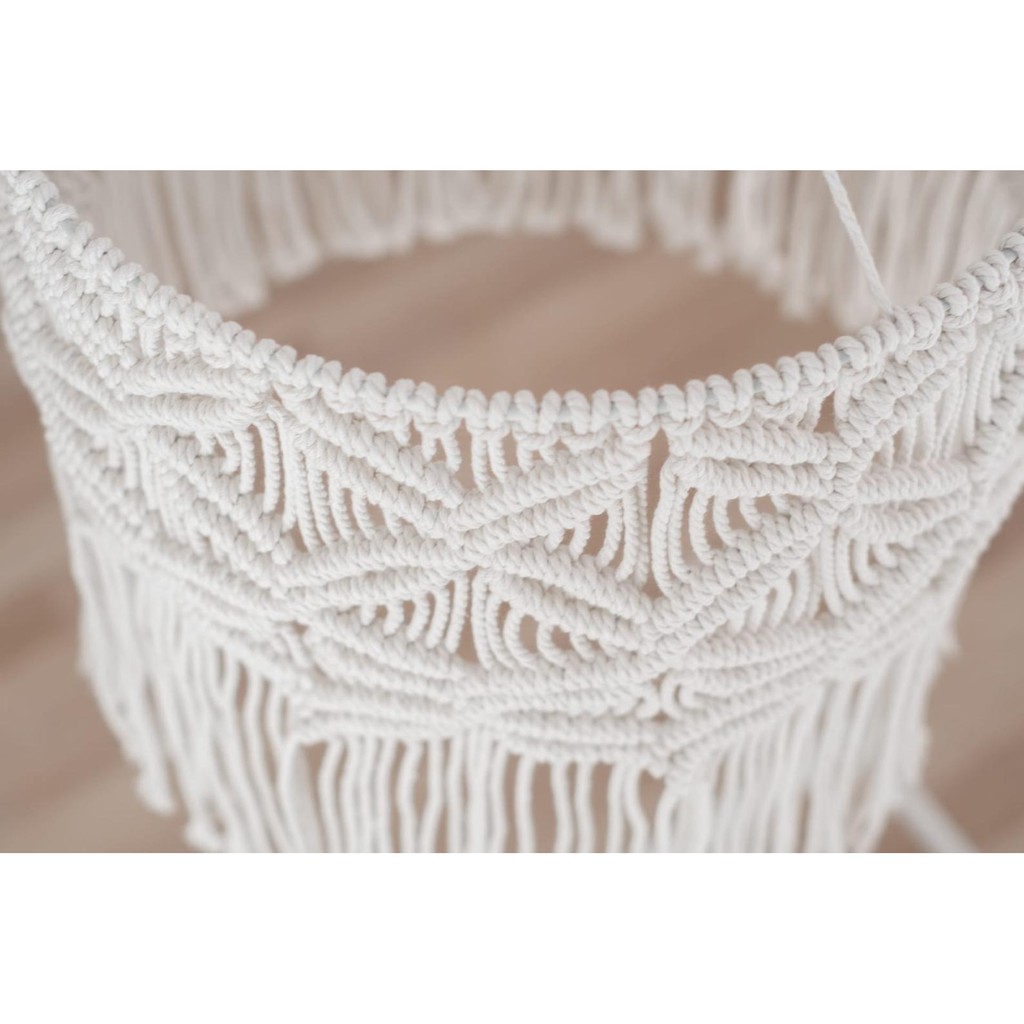 Đèn trần vintage boho trang trí macrame đường kính 30cm không kèm bóng E27 | Macrame Lamp