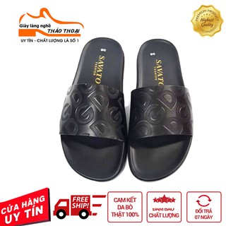 Dép da nam quai ngang, xăng đan da nam quai ngang da bò DG dép màu đen, dép  da bò đi êm có hình ảnh thật