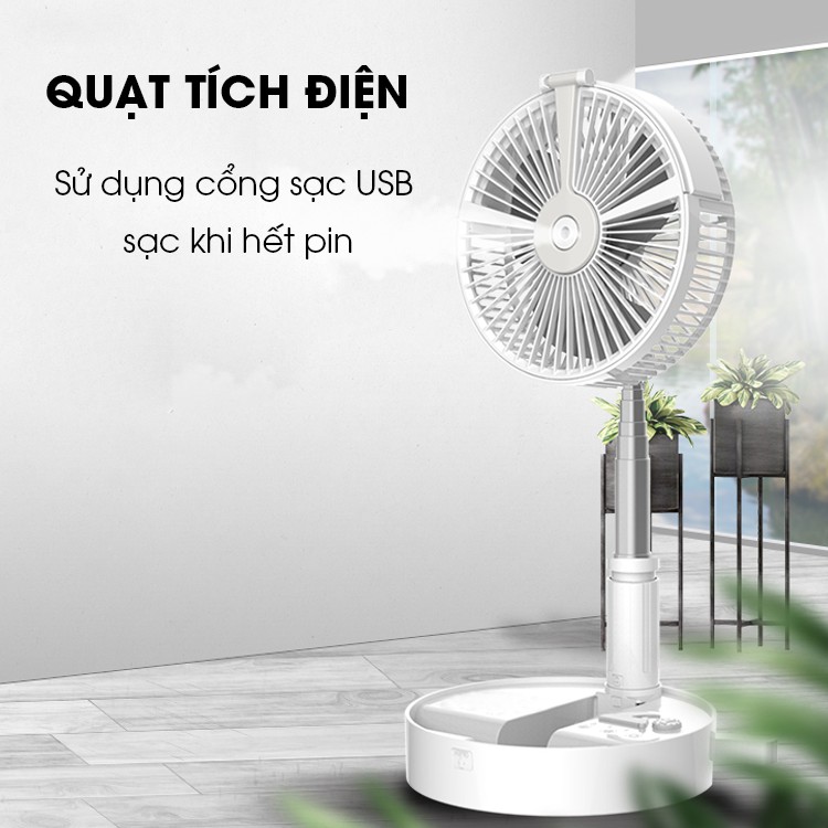 QUẠT TÍCH ĐIỆN PHUN SƯƠNG GẤP GỌN TÍCH HỢP ĐÈN NGỦ  VÀ  SẠC ĐIỆN THOẠI CỰC TIỆN LỢI QH9