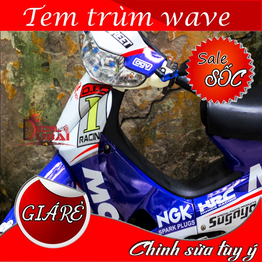 Tem Trùm Wave Xanh Trắng Motul 01