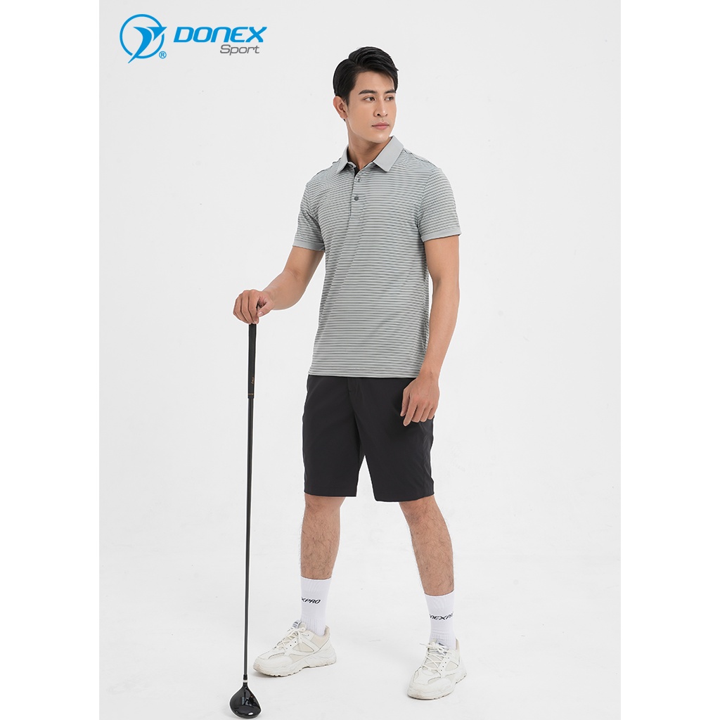 Áo Thể Thao Nam Golf Có Cổ DONEXPRO Form Chuẩn, Ghi Kẻ, Chất Liệu Thun LTEX Cao Cấp Thoải Mái Vận Động MC-9046