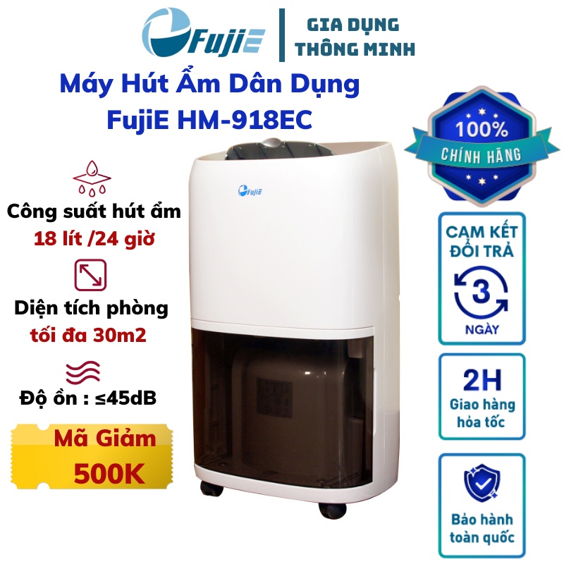 Máy hút ẩm không khí FujiE HM-918EC công suất hút ẩm 18L/ ngày - Có chức năng làm khô quần áo