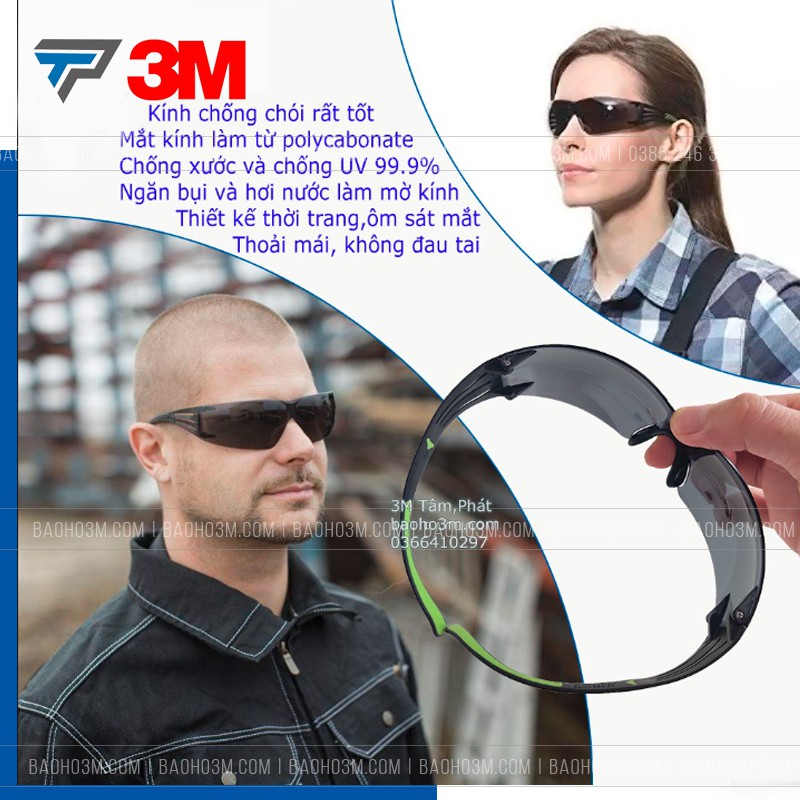 Kính bảo hộ 3M SF301AF chống bụi chống tia UV chống đọng sương chống trầy xước (màu đen và trắng) | BigBuy360 - bigbuy360.vn