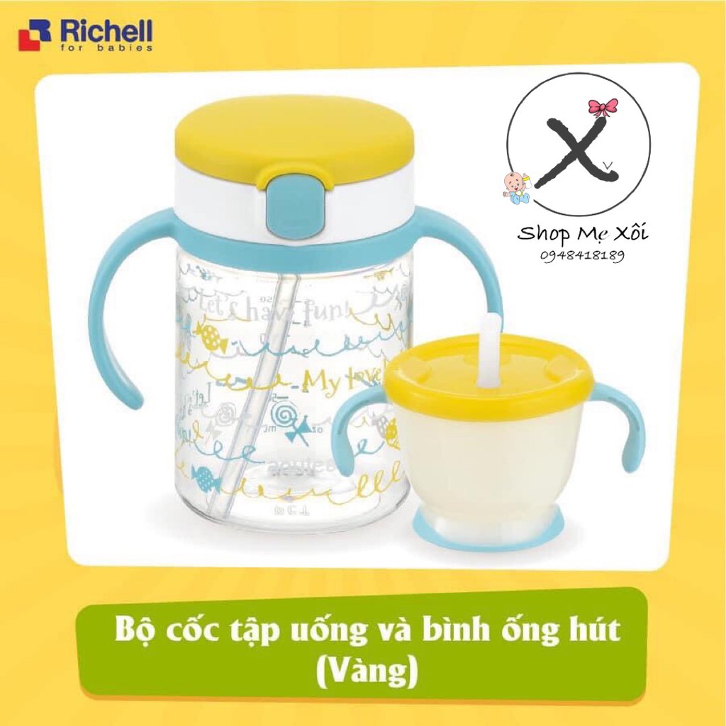 [ Tiết kiệm ] : Set 2 cốc tập hút - tập uống Richell cho bé