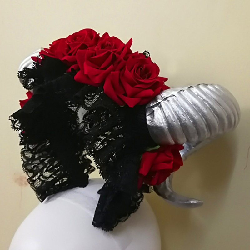 Băng Đô Cài Tóc Hình Sừng Cừu Đính Hoa Cho Bé Gái