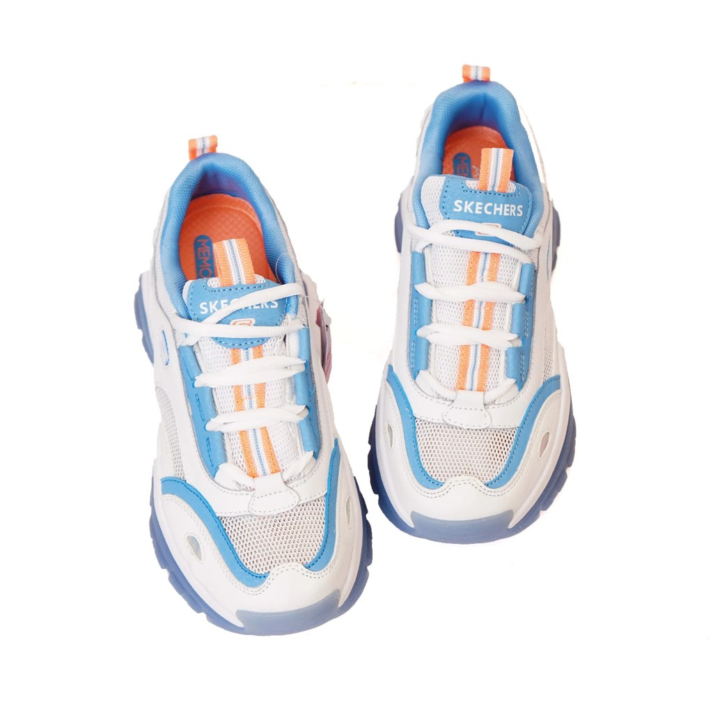 [Mã SKAMLTSM9 giảm 10% đơn 99K] Giày Skech thể thao nữ xuất dư đế cao - Trắng viền nước biển