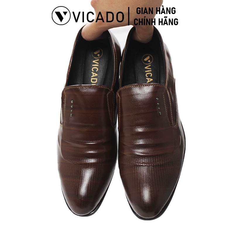 Dây Giày tăng chiều cao nam da bò cao cấp công sở Oxford Vicado VB1120 màu nâu