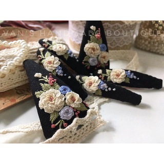 Kẹp tóc thêu tay hoa hồng 3DRosie
