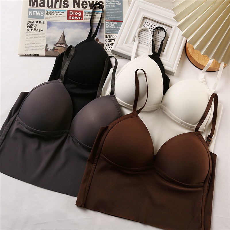 Áo Lót Thể Thao Không Đường May Hình Chữ U Chất Liệu Lụa Mát Dành Cho Nữ