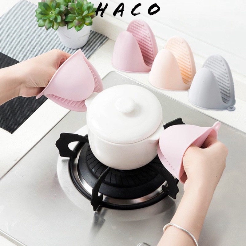 Set 2 miếng nhấc nồi Lót tay nhấc nồi cao silicon cách nhiệt chịu nóng nhiều màu