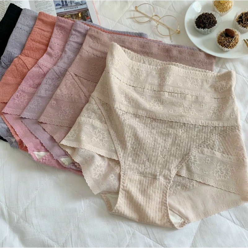 Quần Lót Ren Cạp Cao Ren Ôm Bụng Định Hình Vòng 3, Thoáng Mát, Kháng Khuẩn Chống Viễm Nhiễm