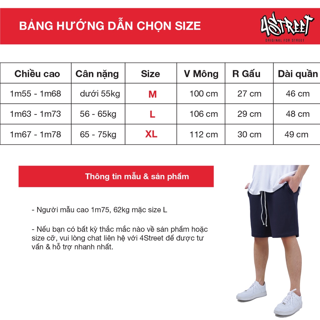 Quần short nam nữ 4Street họa tiết, sooc đùi unisex thể thao oversize Hàn Quốc Ulzzang UMS33
