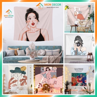 Tranh vải treo tường decor hình cô gái - Nhiều mẫu - 3 Size - TẶNG móc dán tường + đinh