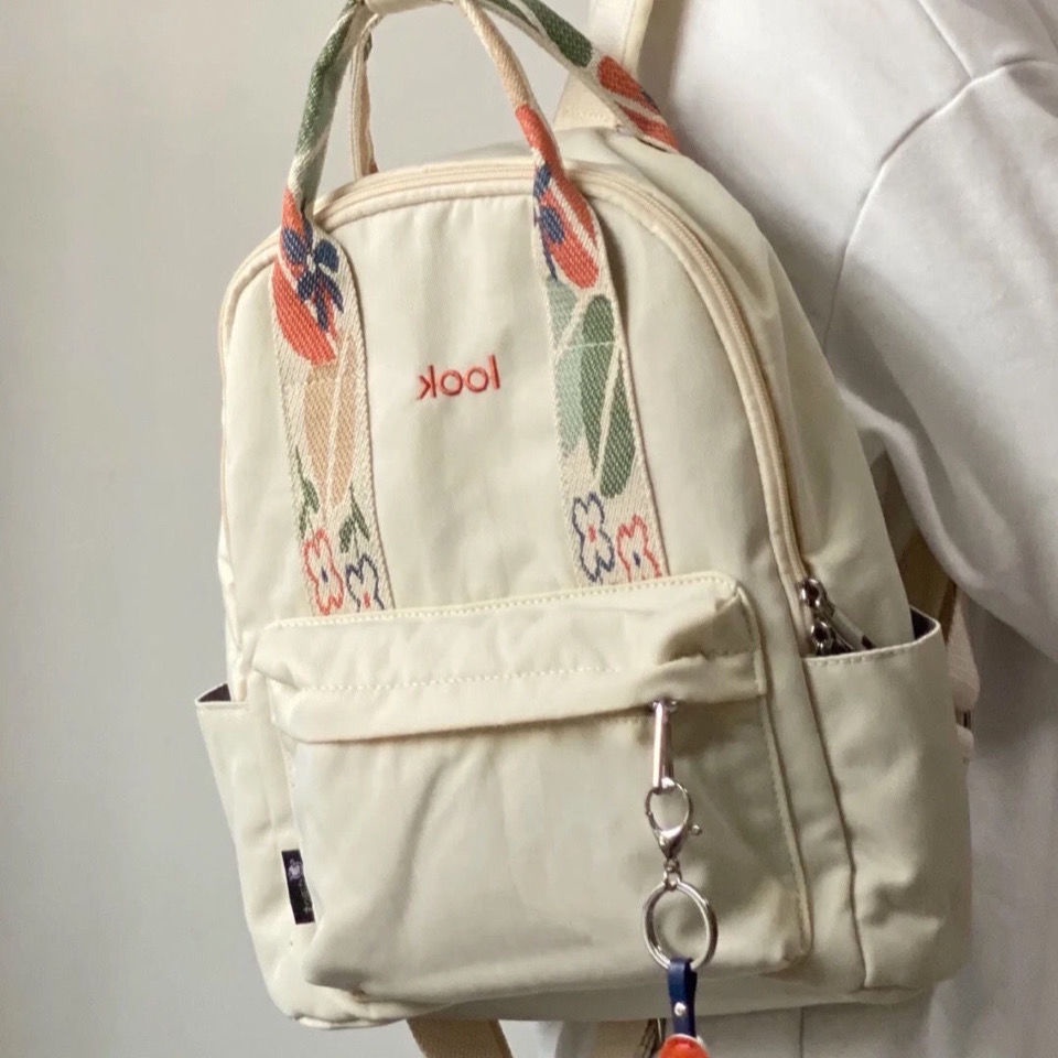 Balo vải canvas siêu nhẹ sức chứa lớn họa tiết hoa thời trang đa năng cho nữ