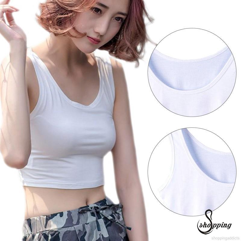 Áo Croptop sát nách màu trơn thiết kế quyến rũ