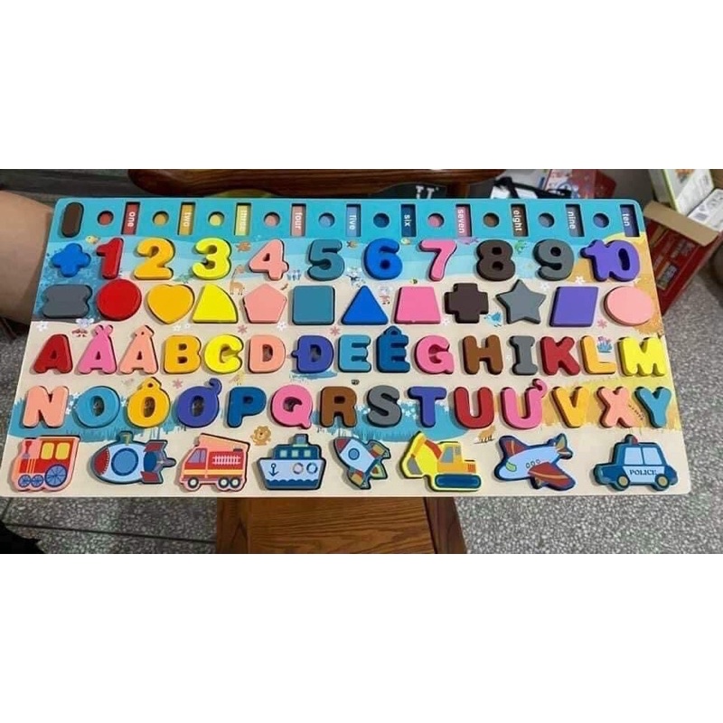 Bảng logic bằng gỗ 6in1 cho bé