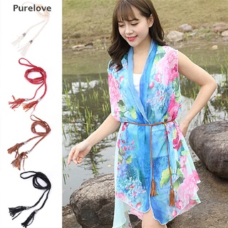 Thắt Lưng Da PU Bện Phối Tua Rua Đơn Giản Phong Cách Boho Cho Nữ