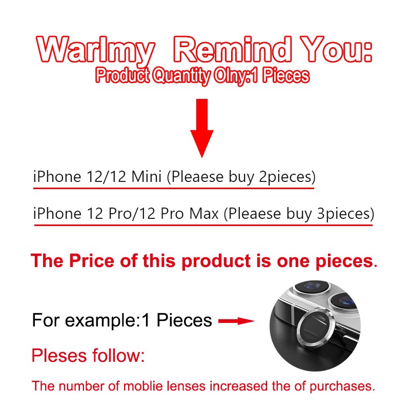 Miếng dán bảo vệ camera chống xước cho iPhone 12 Pro Max / 12 Mini